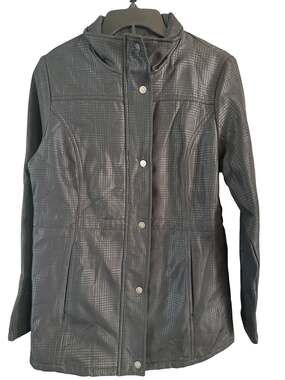 Big Chill Freestyle Jacket Black Faux Leather Houndstooth Coat